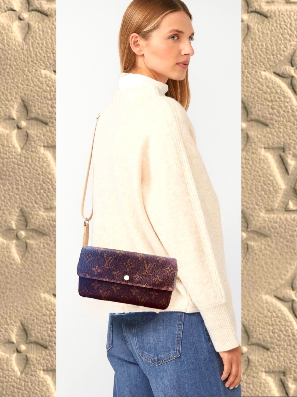 Louis Vuitton Sarah wallet converted vintage